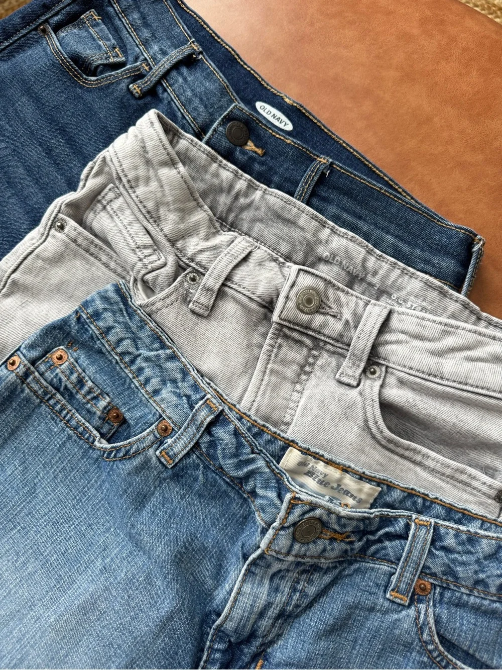 Old Navy Girls Denim Shorts Set - Light Blue, Gray, Dark Blue